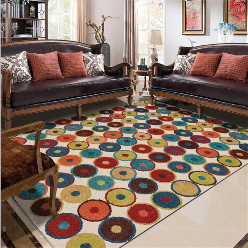 Винтажный ковер для спальни, Абстрактные цветные круглые коврики для гостиной, Нескользящие Коврики для гостиной, ковер для спальни