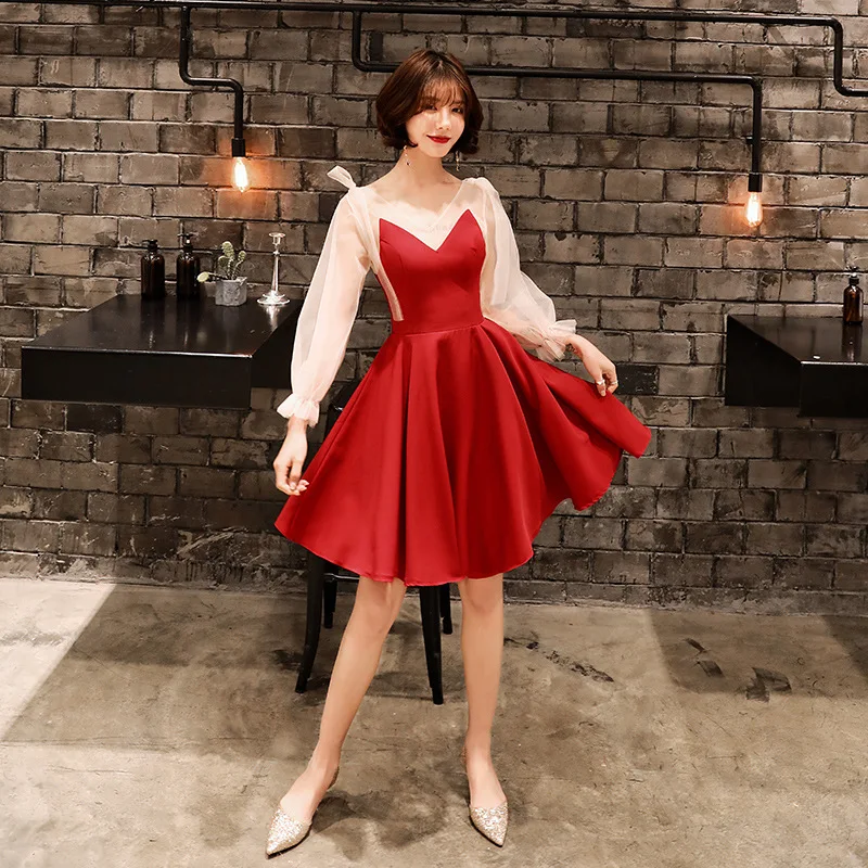 Вечерние платья; белое вечернее платье для студентов; вечернее платье на выпускной; коллекция года; Vestidos De Fiesta De Noche; ES2431 - Цвет: Burgundy Red