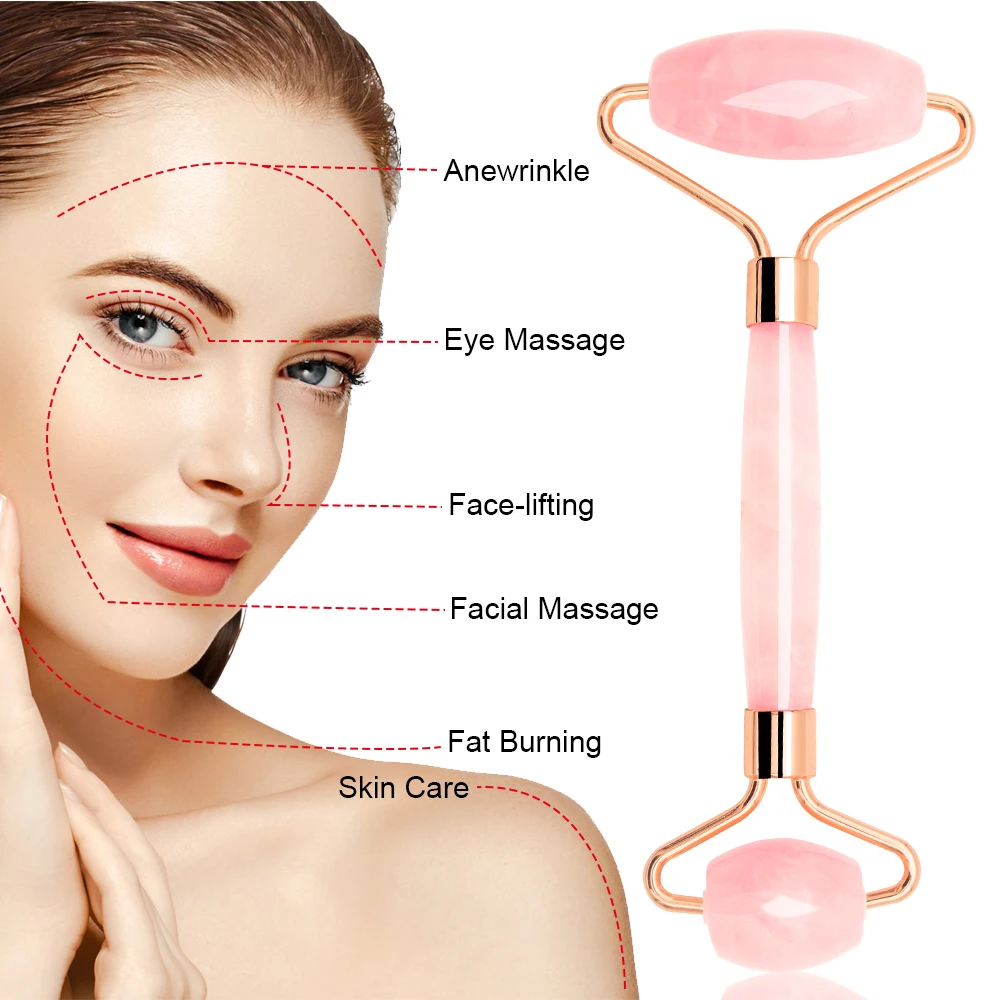  Roller Facial Roller Face Rose Quartz Jade Roller Massage Facial Massager Machine Face Slimming Mas