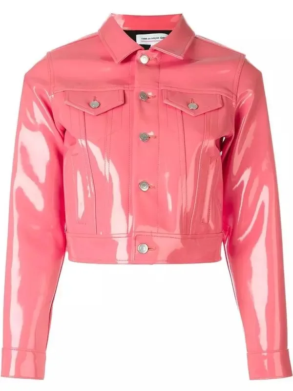 

High Quality Womens Pink Latex Jacket Rubbter Top Suit with Long Sleeve