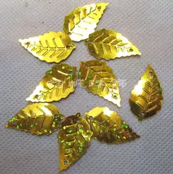 13*24 мм листья блестки, ПВХ лазера золотой блеск, поделки этап аксессуары, свадебные украшения, бесплатная доставка