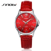 SINOBI 2017 Fashion brand leather strap Diamond quartz women watches women ladies dress watches Female Casual Gold Watches L15