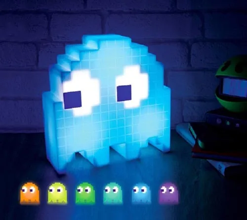 Online Lámpara de PAC MAN de dibujos animados que cambia de Color Led Mini USB luz de noche luz de ambiente de 8 bits estilo píxel niño bebé lámpara suave iluminación de dormitorio