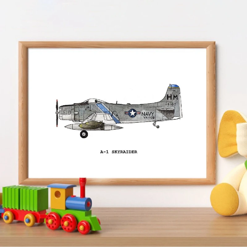 Vintage Airplane Watercolor Prints