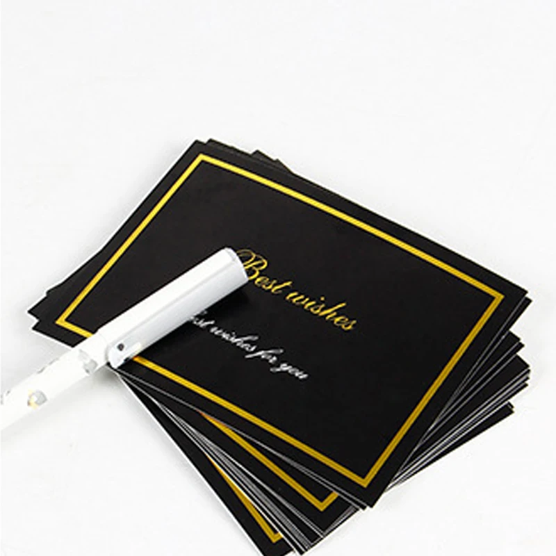 

20Pcs/Pack Black White Stamping Greeting Cards With Gold Letters Birthday Post Card Wedding Party Invitations Card