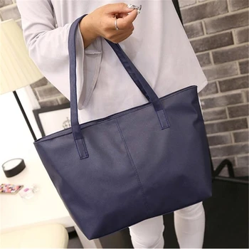 

New Women Shoulder Bag PU Leather Handbags Zipper Solid Color Large Capacity Shoulder Bag Female Ladies Casual Tote Black