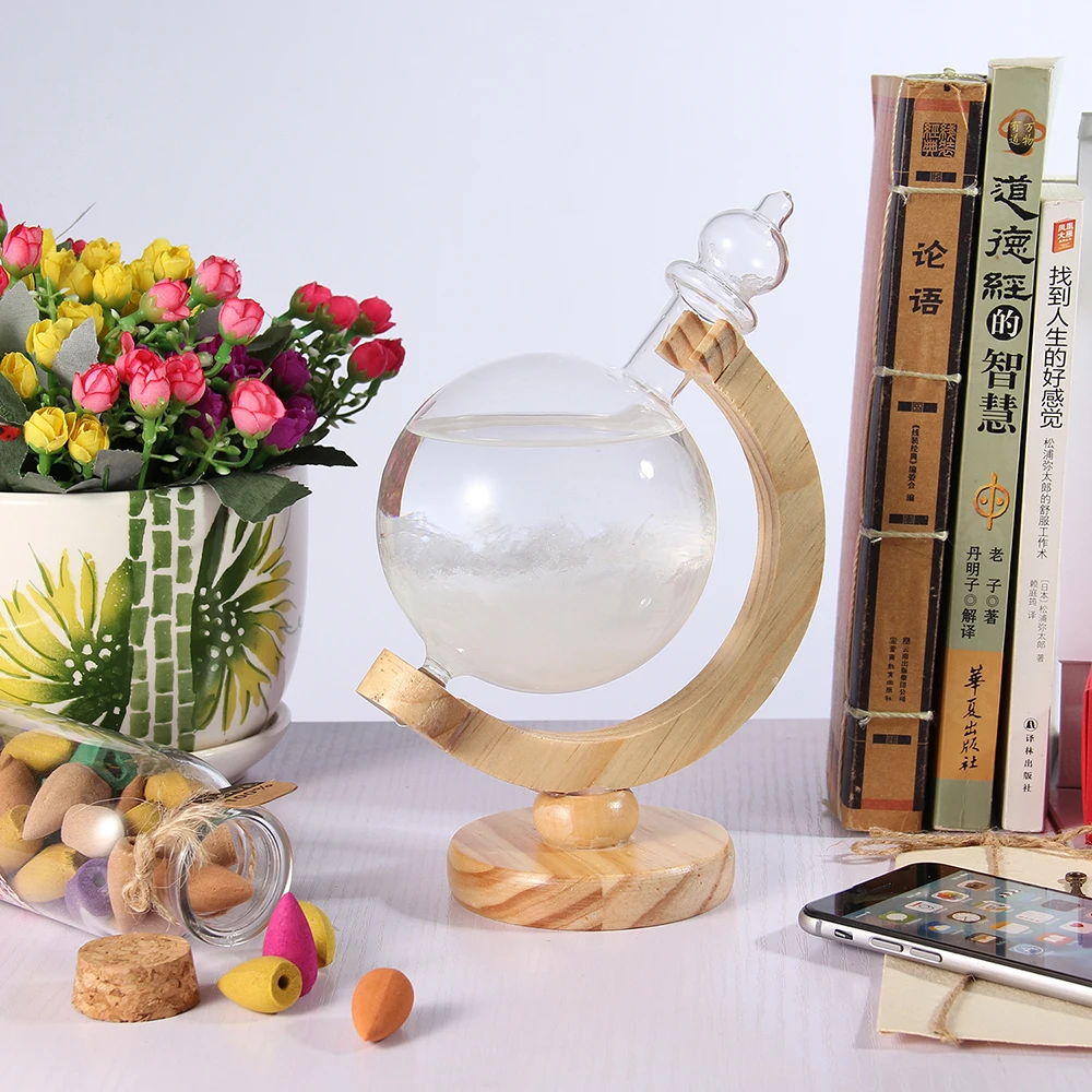 Günstig Kristall Sturm Glasflasche Kugelform Storm Wetter Forecaster Flasche Glas Barometer Predictor Home Office Decor Geburtstagsgeschenk