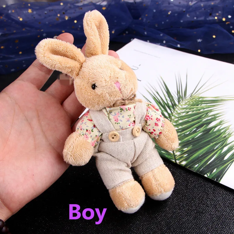12 шт. 6 пар маленький пушистый кролик плюшевые игрушки Мини кролик кукла свадебный подарок мини животные кулон День святого Валентина Брелок