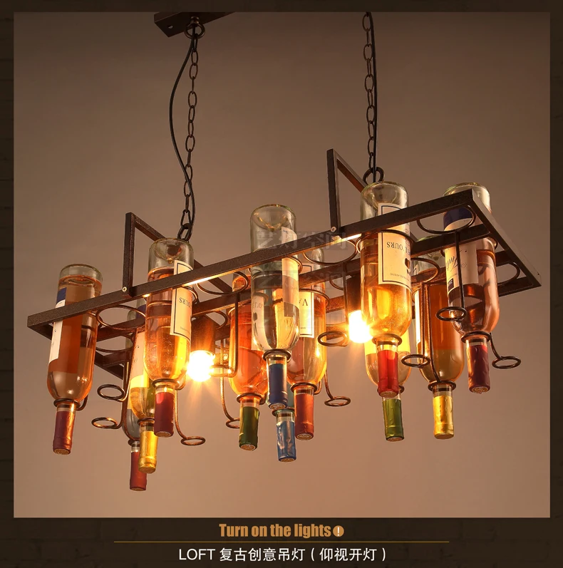 Лофт бутылка люстра креативный Ресторан Бар Кафе бар Гостиная Декоративные лампы персонализированные дизайнерские люстры