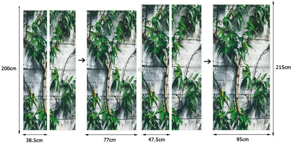 2 шт./компл. самоклеящаяся дверная Наклейка 3D растение дерево современные обои гостиная кухня водостойкая дверь Переводные рисунки