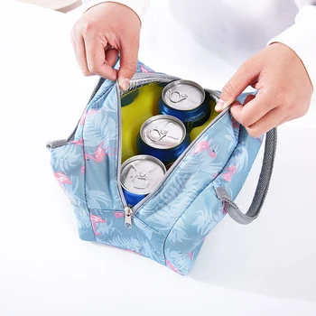 

Portable Flamingo Picnic Drink Ice Cool Bags Aluminum Foil Thermal Insulated Ice Pack Fruit Bottle Hand Bag