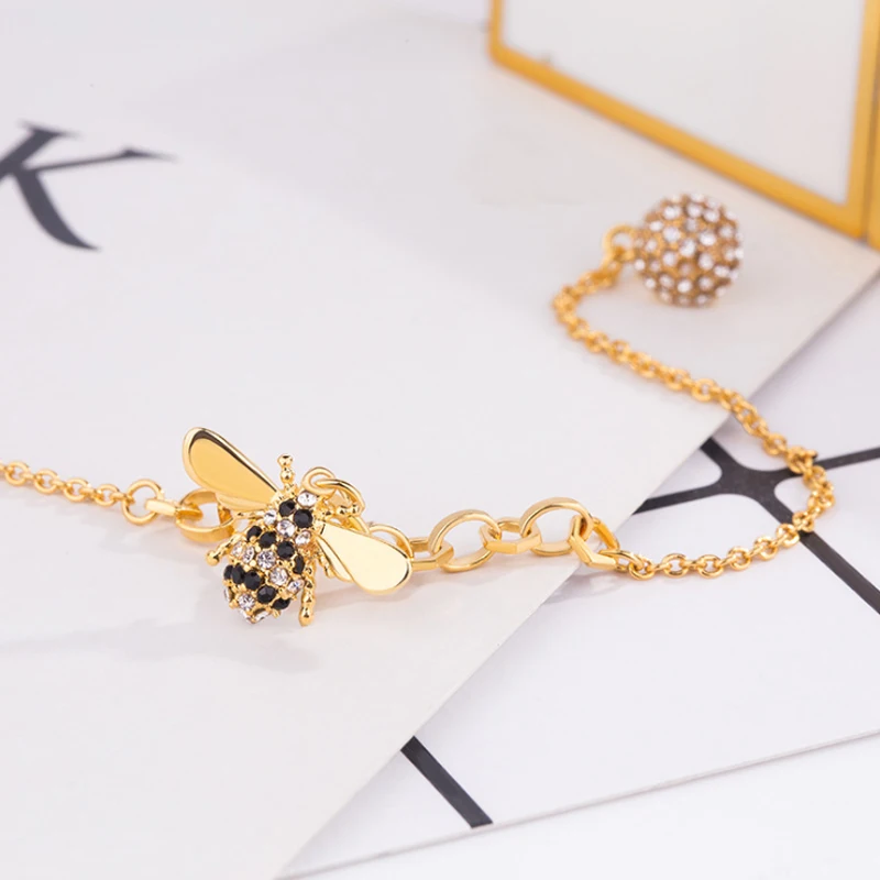 Популярный золотой цвет CZ браслет с хрустальной подвеской простой Магнит пряжка ювелирные изделия милые AAA CZ медовая пчела браслеты и браслеты