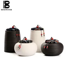 Черный дзен Винтаж в японском стиле грубая Керамическая пиала керамиковая чайница закупориваемая банка домашняя бутылка для хранения чая добавки кухонные аксессуары