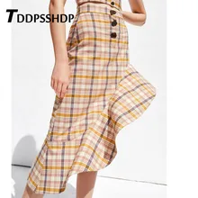 Сетка нерегулярные оборки женские юбки на пуговицах Декор Новые популярные модные женские юбки