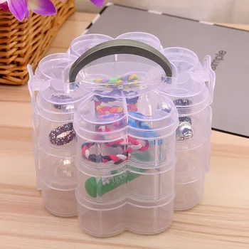 

NOCM-3 Tier Stackable Organiser Plastic Craft Storage Box Jewellery Tool Container Clear