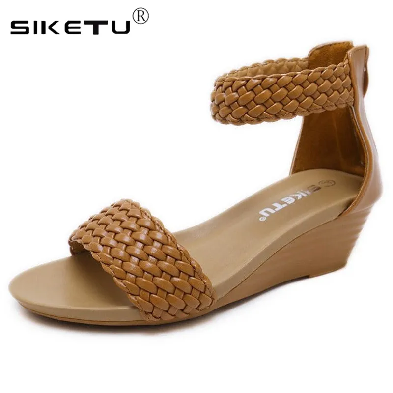 

Women Woven Wedges Sandals Open Toe Summer Shoes Woman High Heels Sandals Comfortable Gladiator Ladies Shoes Big Size 35-42