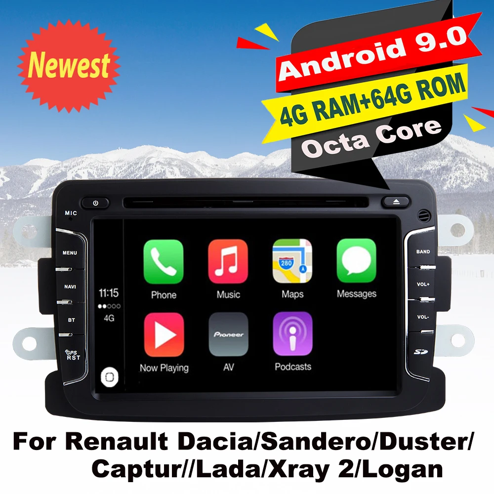 

Support Apple Carplay Android Car Radio DVD GPS Navi multimedia Player For Renault Dacia/Sandero/Duster/Captur/Lada/Xray 2/Logan