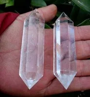 

003 2PCS long AAA NATURAL CLEAR QUARTZ CRYSTAL DT WAND POINT Healing