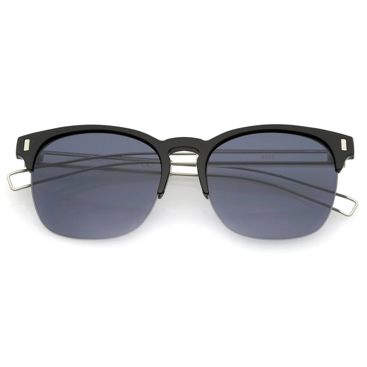 Semi Rimless Wire Hook Temples Square Lens Horn Rimmed Sunglasses 56mm (5)