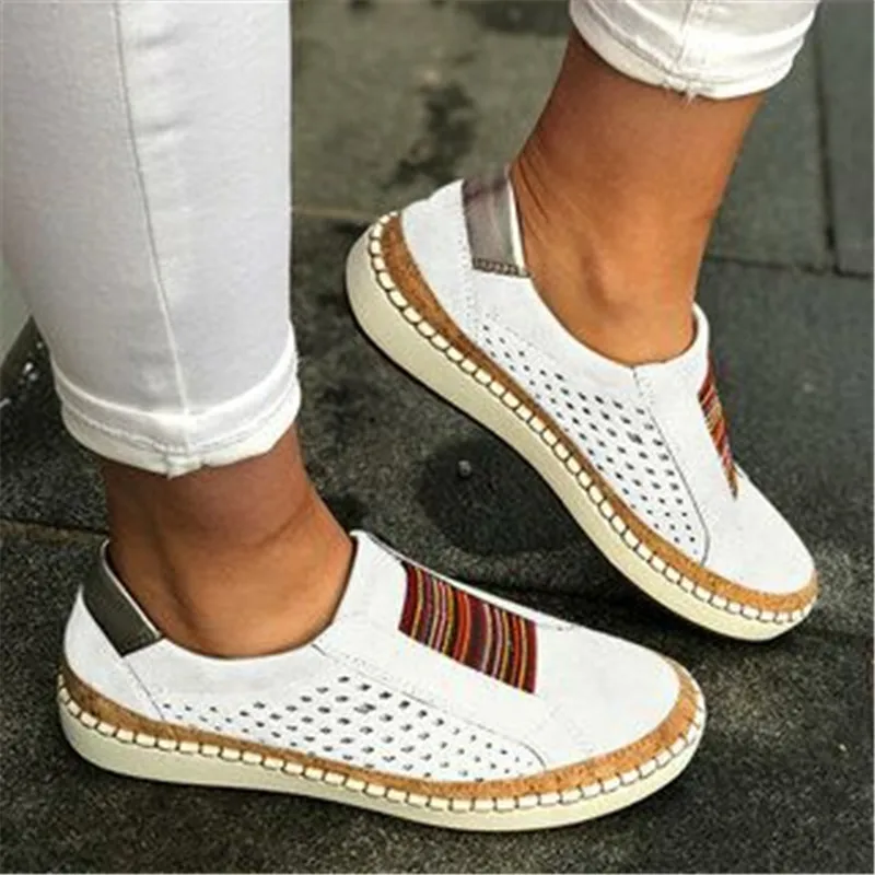 

Large size Breathable Leather Women Shoes 2019 Summer Retro Women Casual Shoes Fashion Mesh White Sneakers Women Flats Platform