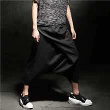 Для Мужчин's Мешковатые штаны шаровары с крестами свободные корейский Для мужчин девять с заниженным шаговым швом Штаны одежда в стиле «хип-хоп», одежда певица