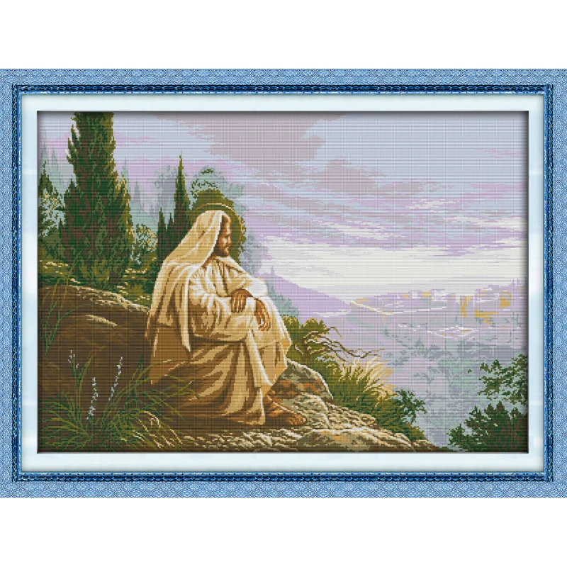 

Everlasting love Jesus overlook Chinese cross stitch kits Ecological cotton stamped printed 11CT DIY wedding decoration for home