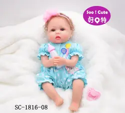 17 дюймов Реалистичная живая куклы Reborn Младенцы Игрушки для девочек и мальчиков для детей кормящих Спящая кукла идеальный подарок на день