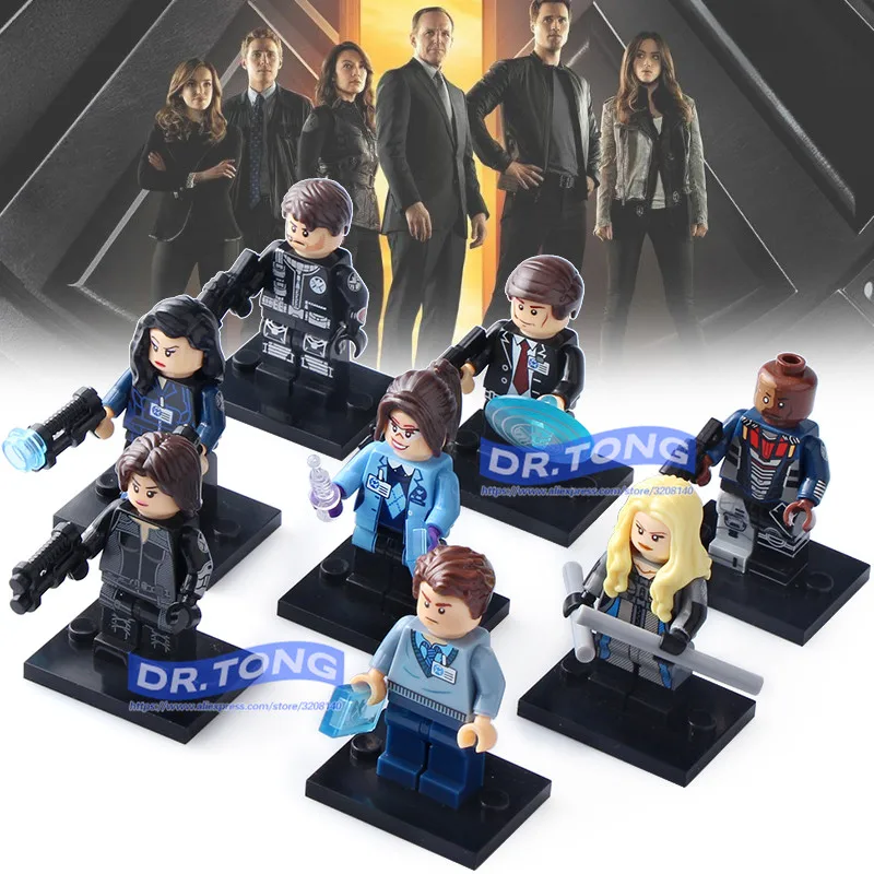 

8PCS/LOT X0182 Super Heros Mockingbird Grant Ward Phil Goulson Jemma Simmons Leo Fitz Daisy Johnson Building Blocks Toys Gifts
