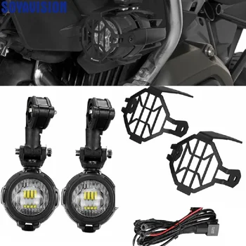 

Motorcycle Safety LED Auxiliary Fog Light Kits Spot Driving Lamps 40W with Protect Guards Wiring Harness For BMW R1200GS F800GS