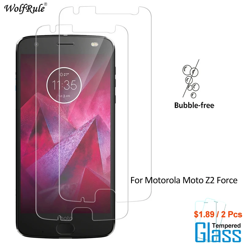 2 шт для стекла Motorola Moto Z2 Force защита экрана закаленное стекло для Motorola Moto Z2 Force стеклянная плёнка wolfrule для телефона