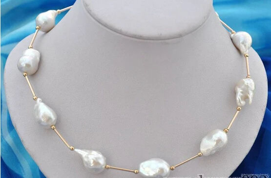 

bjc 000811 Attractive 18"22mm baroque white reborn keshi pearl necklace