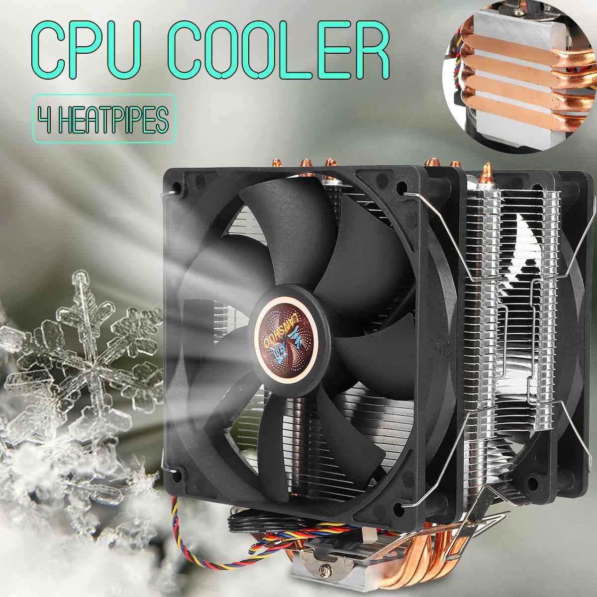 

CPU Cooler 4 Copper Heatpipes 3Pin 12cm Cooling Fan Radiator Dual Fan Cooling Cooler for LGA 1150/1151/1155/1156/1366/775 AMD