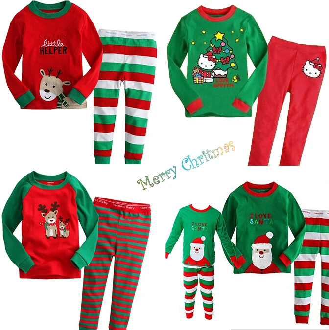 2016 Christmas Pyjamas Kids Clothes Baby Boys Girls Clothing Toddler