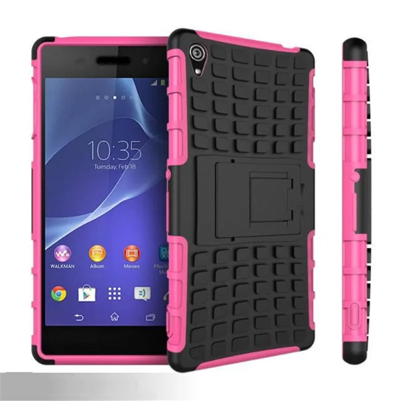 

For Sony Xperia Z2 Z3 Z3 compact Z4 Z5 Z5 compact Z5 Premium Case Rugged Rubber Armor PC+TPU With Stand Function Case