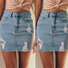 Новая модная женская джинсовая юбка с высокой талией сексуальная облегающая юбка-карандаш рваные потертые мини-юбка джинсовая юбка Горячая уличная одежда