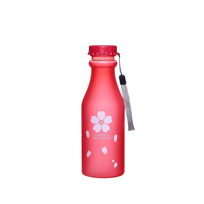 Небьющийся Открытый спорт путешествия бутылка воды портативный герметичный прозрачный и скраб+ веревка 550 мл NRQ25# T - Цвет: B Red Scrub