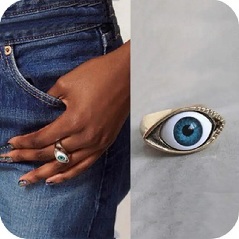

Retro Europe Punk Gothic Exaggerated Vampire Blue Brown Color Eye Rings For Women