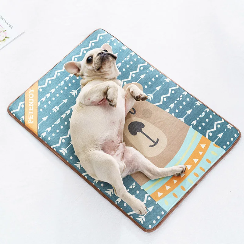 

Summer Cool Pet Bed Medium Large Dog Beds for Dogs French Bulldog Puppy Pet Mat Ice Silk Hondenmand Dog Bed Mascotas Cama Perro