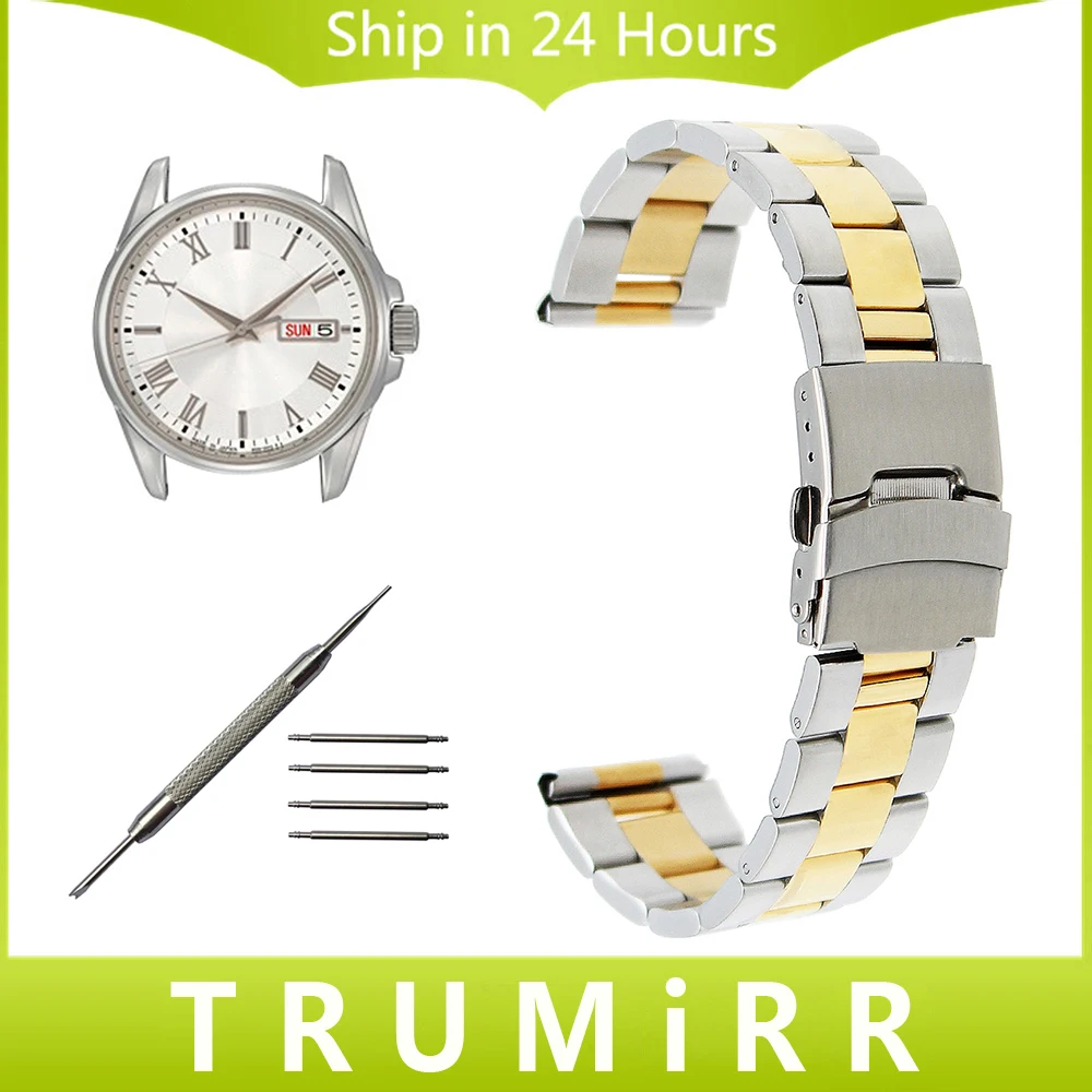 18mm 20mm 22mm Stainless Steel Watchband Tool for Seiko Men Women Watch Band Safety Buckle Strap