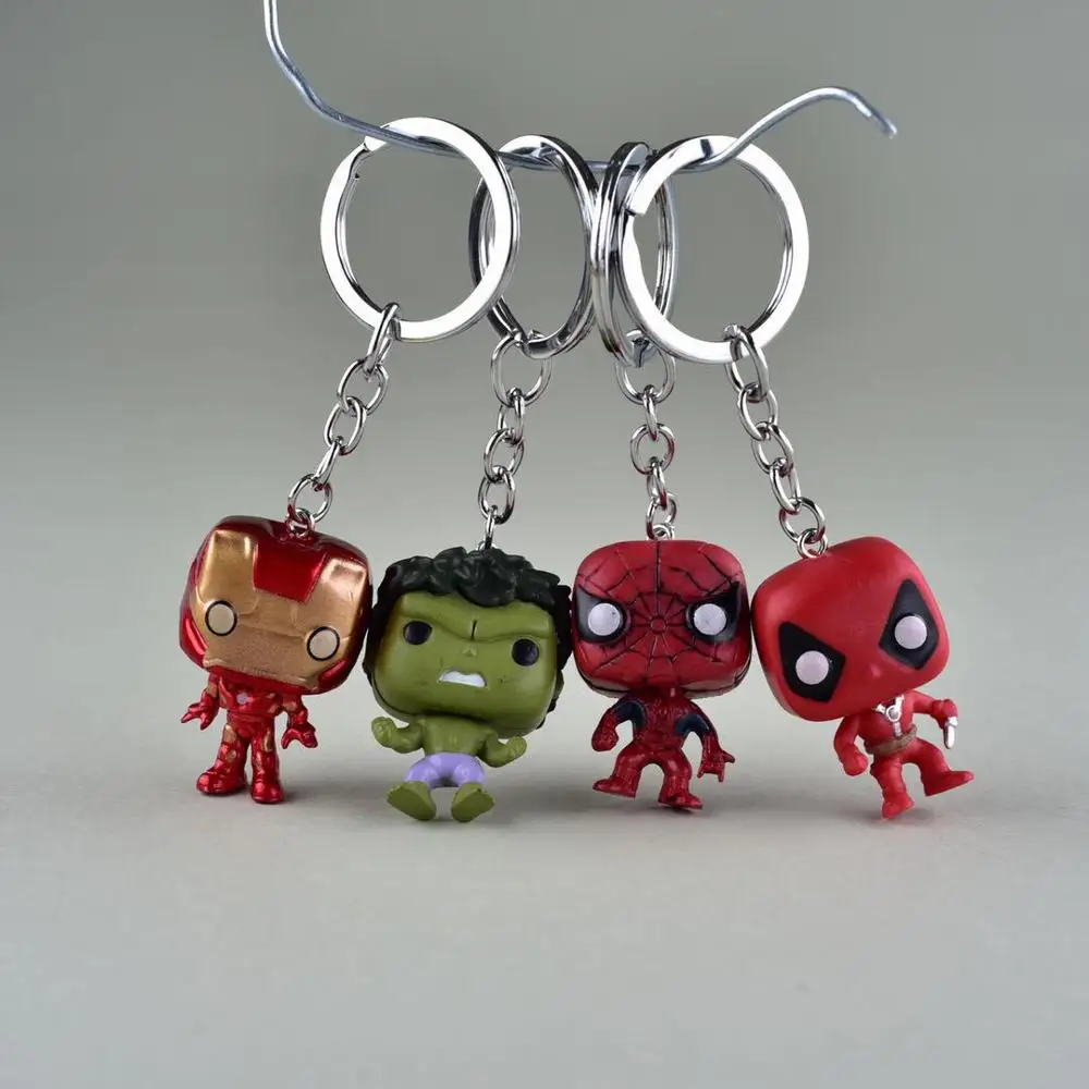 

Cute Super Hero Anime Key Cover Cap Spiderman Hulk Keychain Ring Women Porte Clef Iron Man Key Chain New exotic Marvel keychai