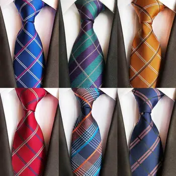 

SKng New Men Classic Checks Tie 100% Silk Paisley 50 Styles Tie Neck Tie Woven Tie For Men Wedding Business Party Gravatas