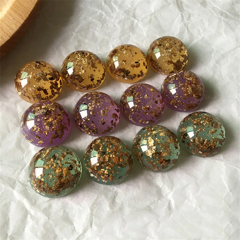

5pcs 18mm Gold Foil Brooch Ring Cabochon Beads Findings Resin Charms Diy Patch Stud Earring Crafts Jewelry Making Bead F387