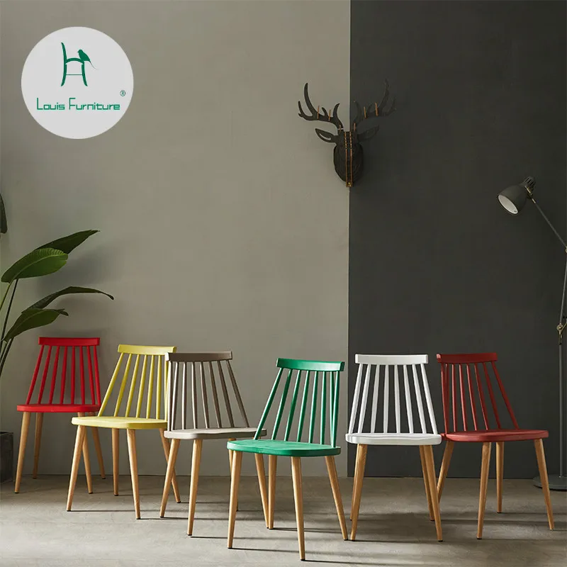 

Louis Fashion Dining Chairs Personalized Modern Minimalist Coffee Milk Tea Shop Computer Plastic