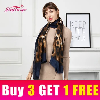 Jinjin.QC New Scarf Women Cotton Material Leopard Animal Print detail Casual Print 180*90cm Fashionable Lightweight Scarves casual poppy print voile scarf