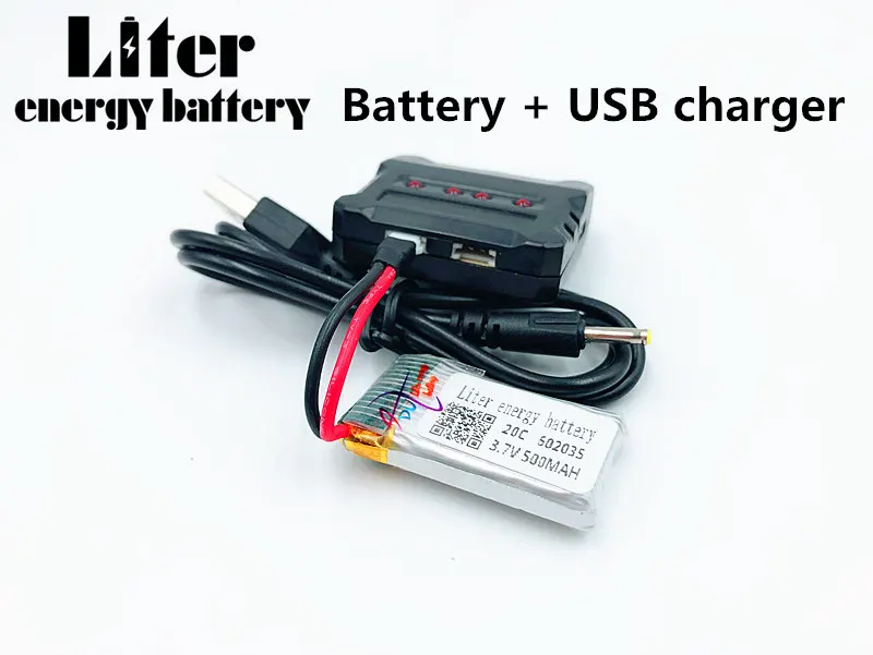 602035 3,7 V 500mAh Lipo батарея для Hubsan h107d MJXRC F47 Difeida DFD F180 FY310B m62R 3,7 V 500 mah Lipo батарея+ USB зарядное устройство - Цвет: Battery and  charger