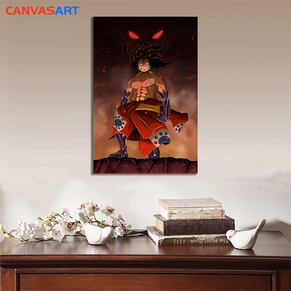 Холст Искусство один кусок Fanart Обезьяна D Луффи Wano кантри плакат Настенные