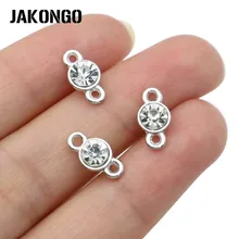 6 pçs prata chapeado cristal claro branco conectores para fazer jóias pulseira jóias descobertas acessórios diy artesanato 12x6mm