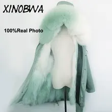 Manteau мужские зимние большие натуральные Роскошные градиентные лисы съемный с капюшоном+ подкладка толстые теплые пальто куртки мужская одежда оверсайз