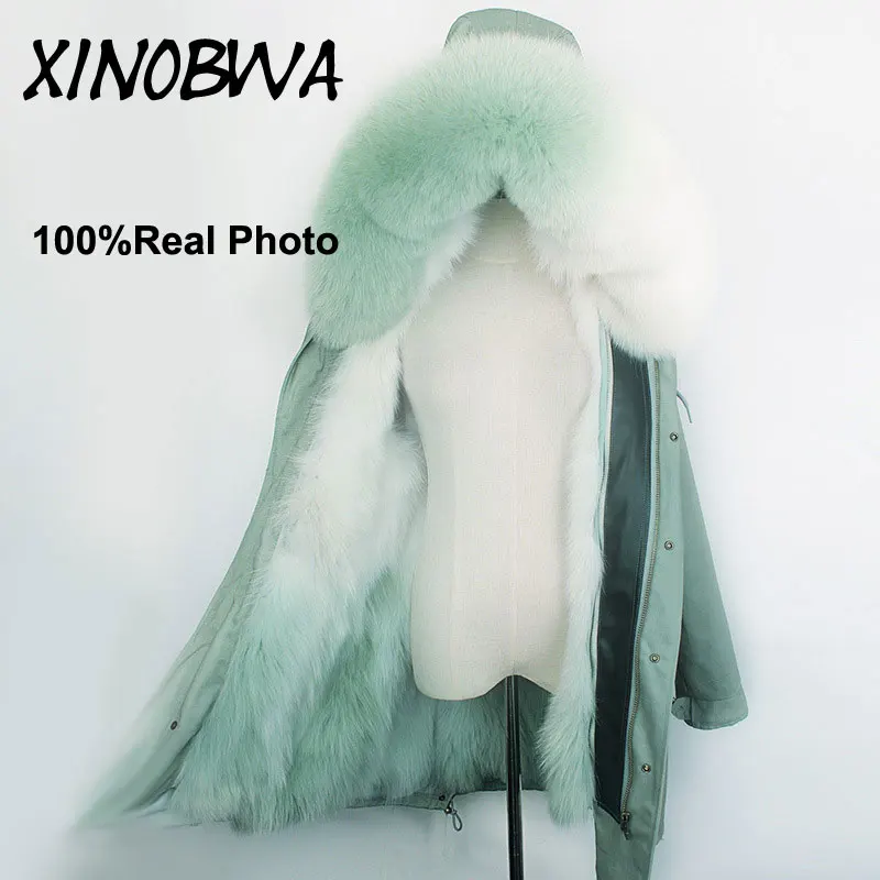Manteau мужское зимнее большое натуральное роскошное пальто с градиентом лисы