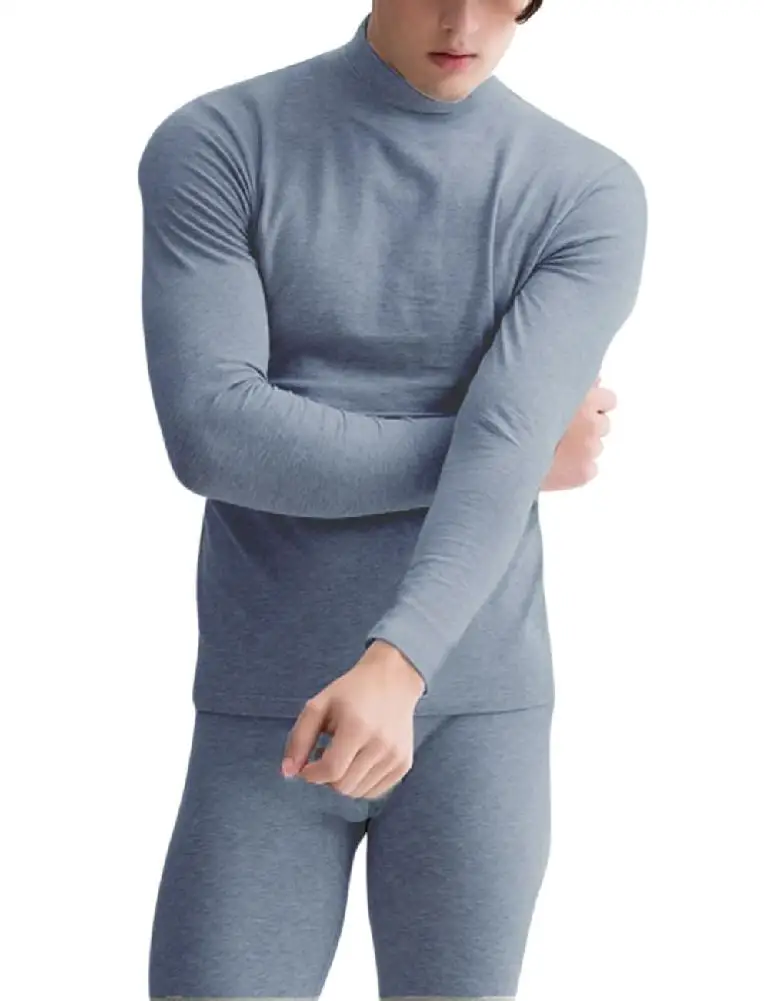 ZACOO stand neck White Men's long johns Thermal Underwears 2Pcs Solid Warm Thick Brushed Men Autumn Thermal Underwear Sets san0 ZACOO stand neck White Men's long johns Thermal Underwears 2Pcs Solid Warm Thick Brushed Men Autumn Thermal Underwear Sets san0